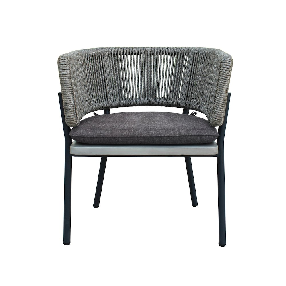 Renava Suntide - Outdoor Grey Fabric + Grey Acacia + Beige Rattan Dining Set. Picture 4
