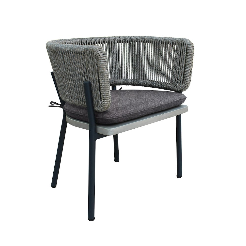 Renava Suntide - Outdoor Grey Fabric + Grey Acacia + Beige Rattan Dining Set. Picture 5