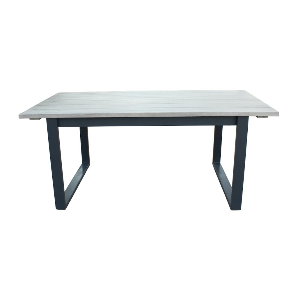 Renava Suntide - Outdoor Grey Fabric + Grey Acacia + Beige Rattan Dining Set. Picture 2