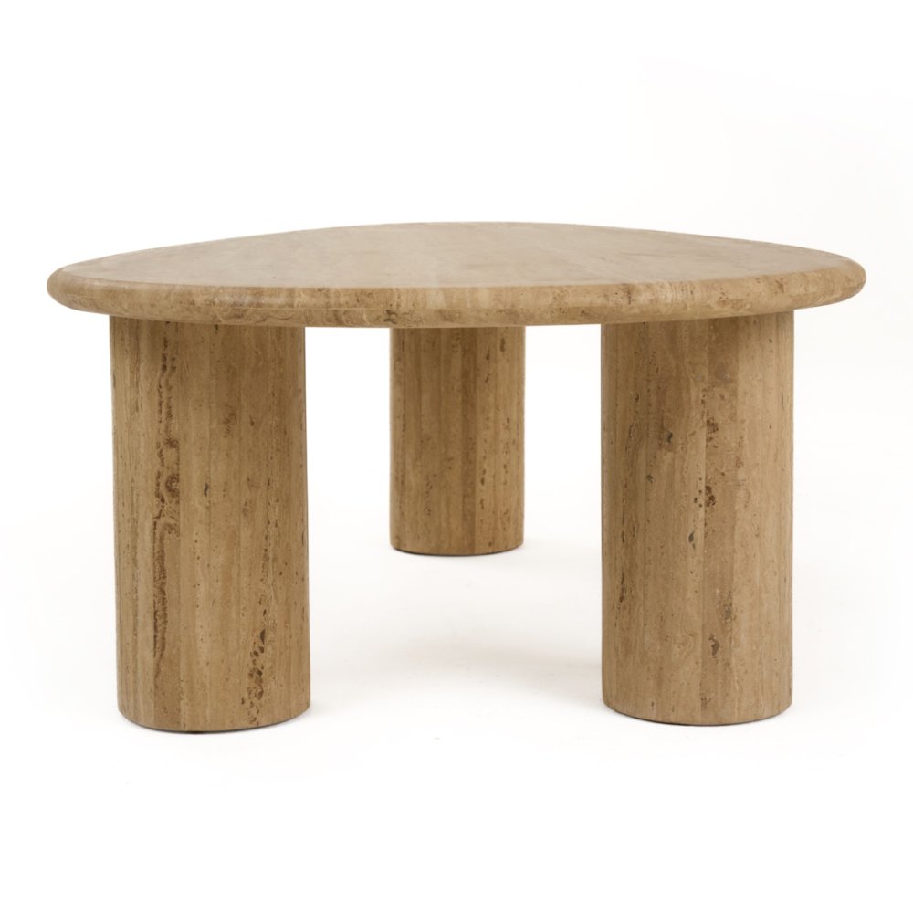 Gracemont - Modern Travertine Marble Freeform Coffee Table. Picture 3
