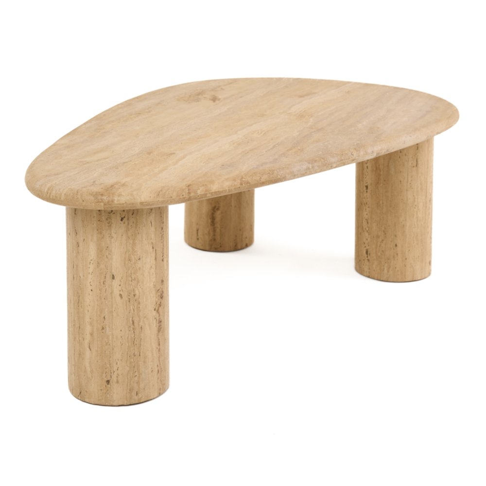 Gracemont - Modern Travertine Marble Freeform Coffee Table. Picture 2