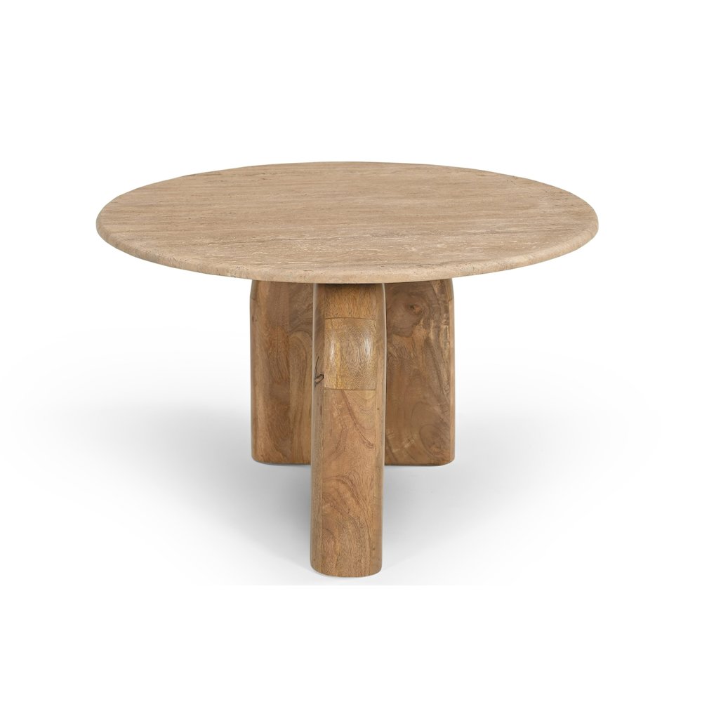 Modrest Kellison - Modern Travertine Marble + Wood End Table. Picture 3