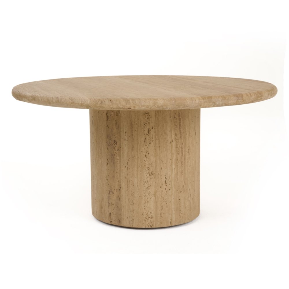 Lavaca - Modern Travertine Marble Round Coffee Table. Picture 1