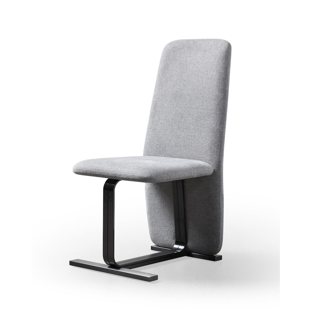 Modrest Tasha - Modern Grey Linen + Brushed Gunmetal Dining Chair (Set of 2). Picture 1