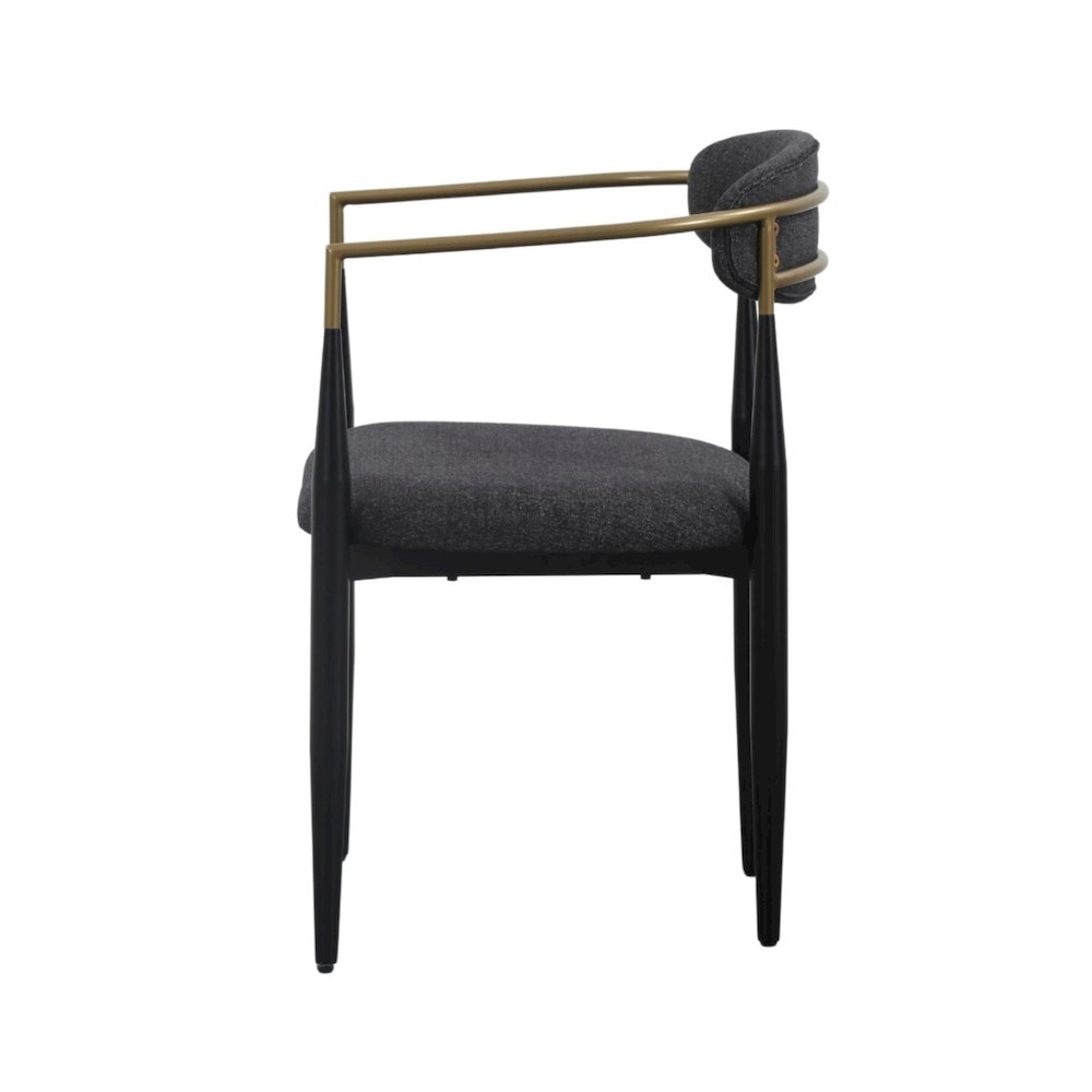 Buchtel - Mid-Century Modern Dark Grey Gold Arm Black Dining Chair. Picture 2