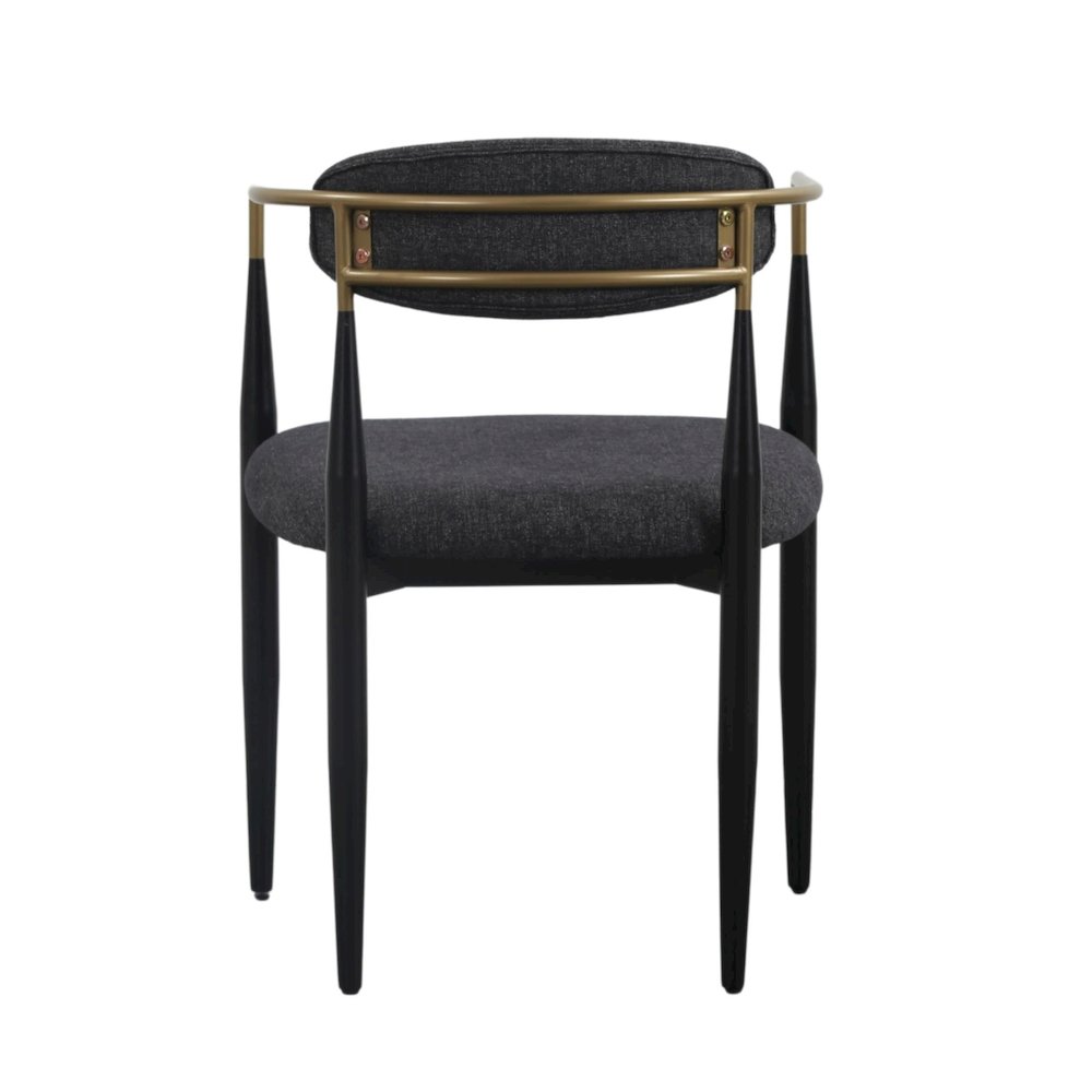Buchtel - Mid-Century Modern Dark Grey Gold Arm Black Dining Chair. Picture 3
