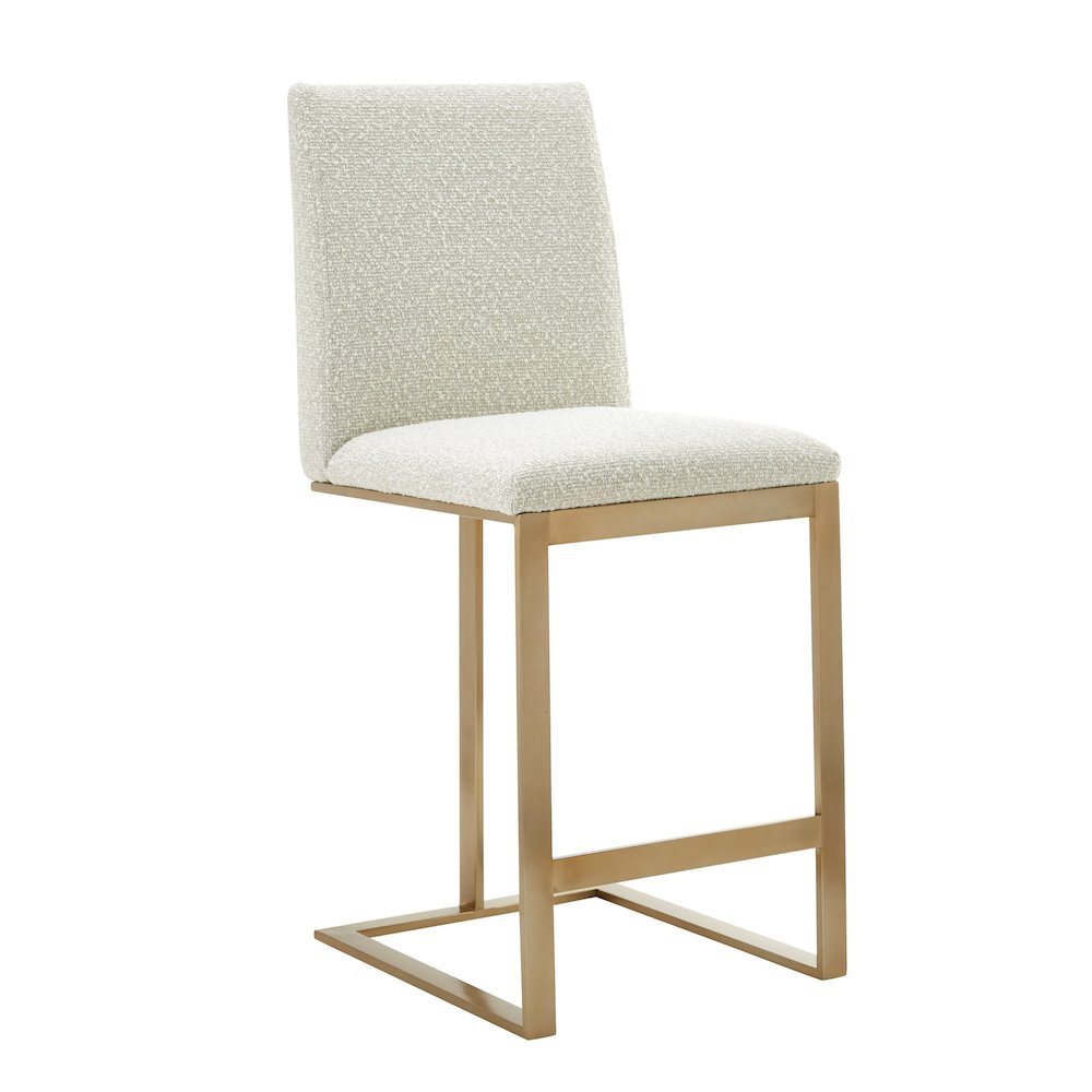 Modrest Frankie - Modern Off-White Fabric + Antique Brass Counter Chair. Picture 1