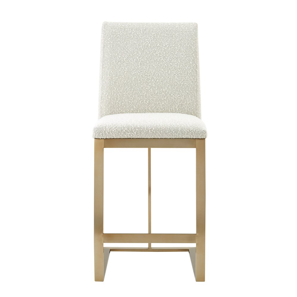 Modrest Frankie - Modern Off-White Fabric + Antique Brass Counter Chair. Picture 2