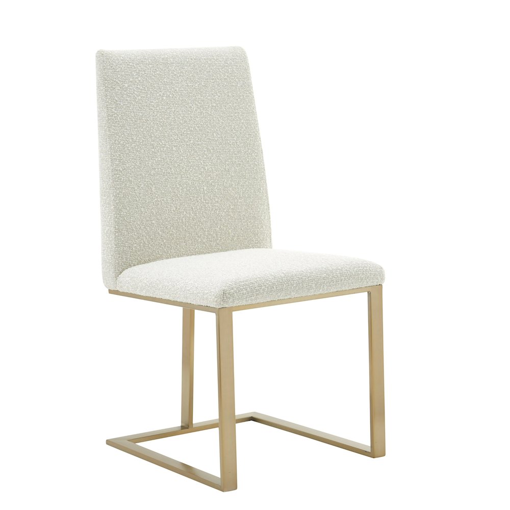 Modrest Frankie - Modern Off-White Fabric + Antique Brass Dining Chair. Picture 1