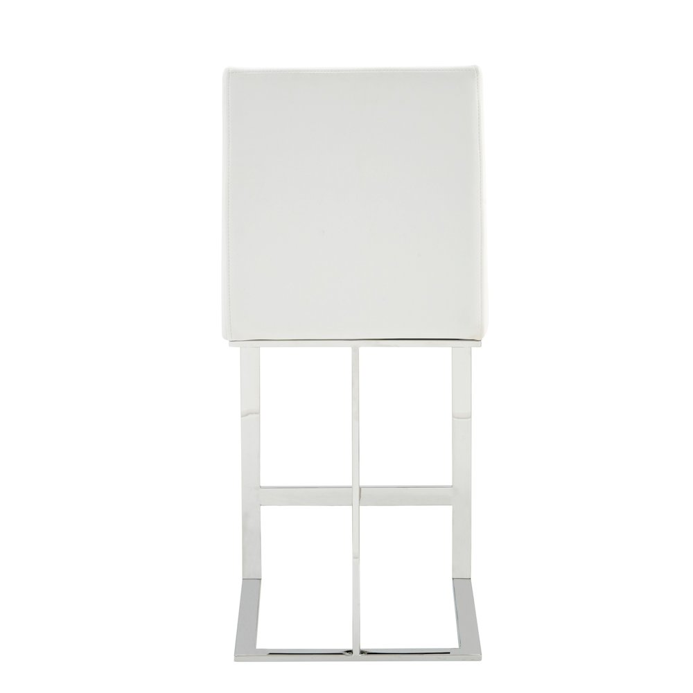 Modrest Frankie - Modern White Vegan Leather + Stainless Steel Counter Chair. Picture 3