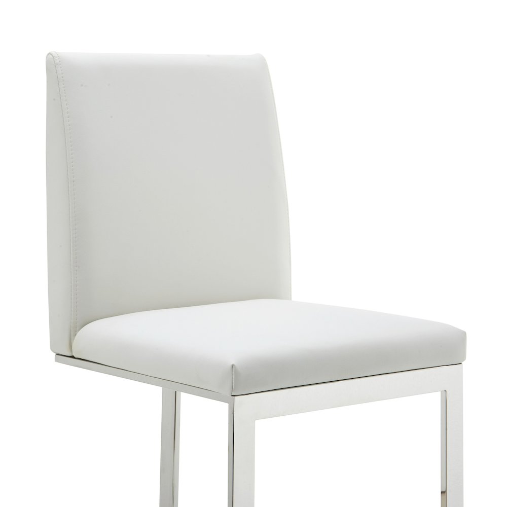 Modrest Frankie - Modern White Vegan Leather + Stainless Steel Counter Chair. Picture 4