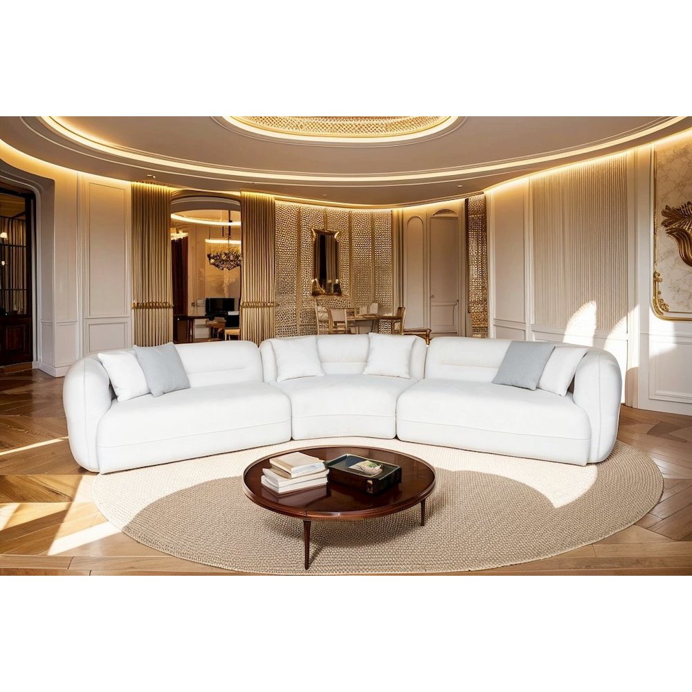 Divani Casa Gypsy - Modern Off-White Fabric Curved Sectional Sofa. Picture 5