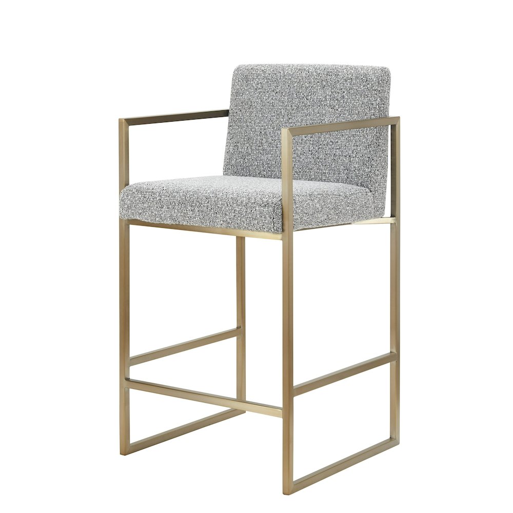 Modrest Suzanne - Modern Grey Fabric + Antique Brass Counter Chair. Picture 1