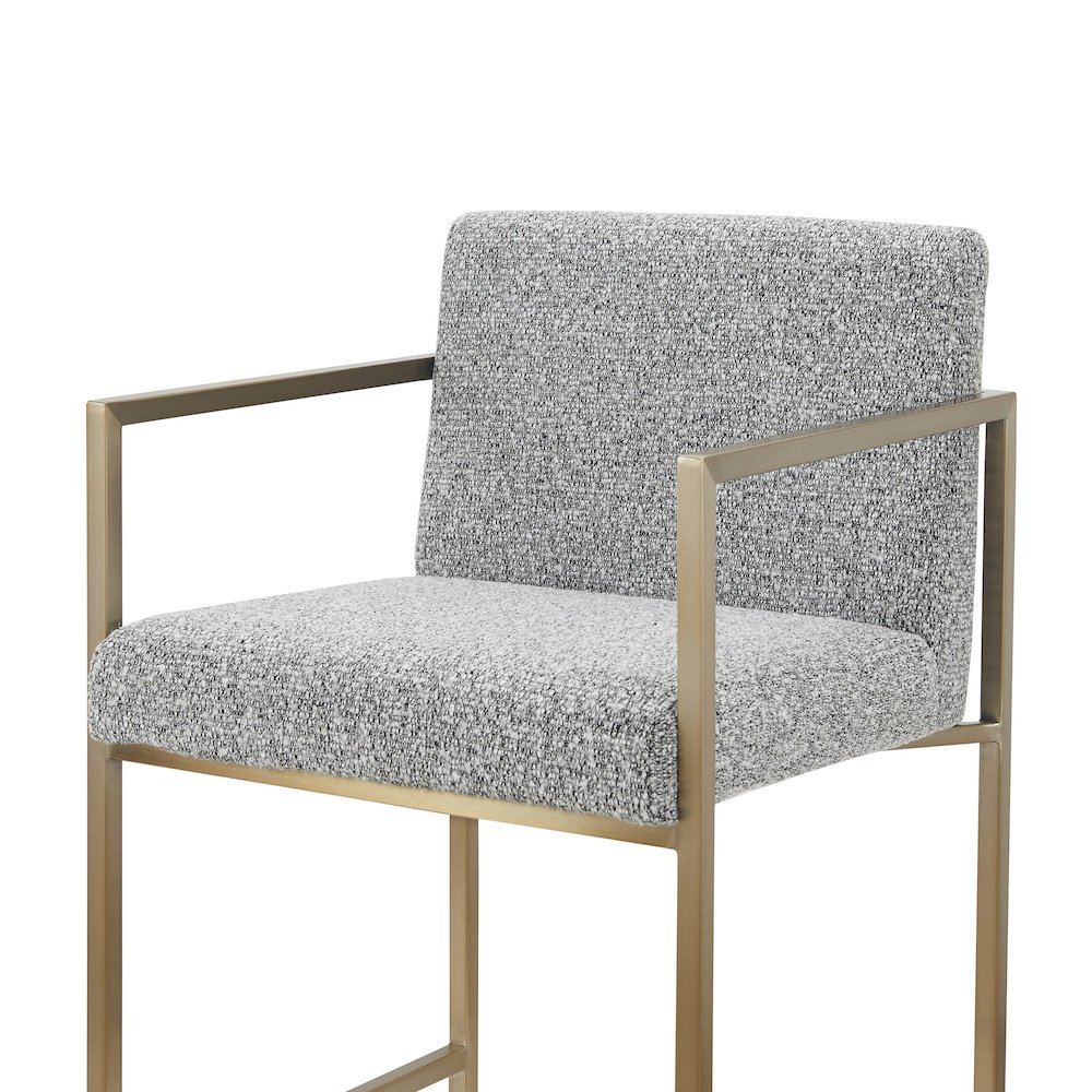 Modrest Suzanne - Modern Grey Fabric + Antique Brass Counter Chair. Picture 4