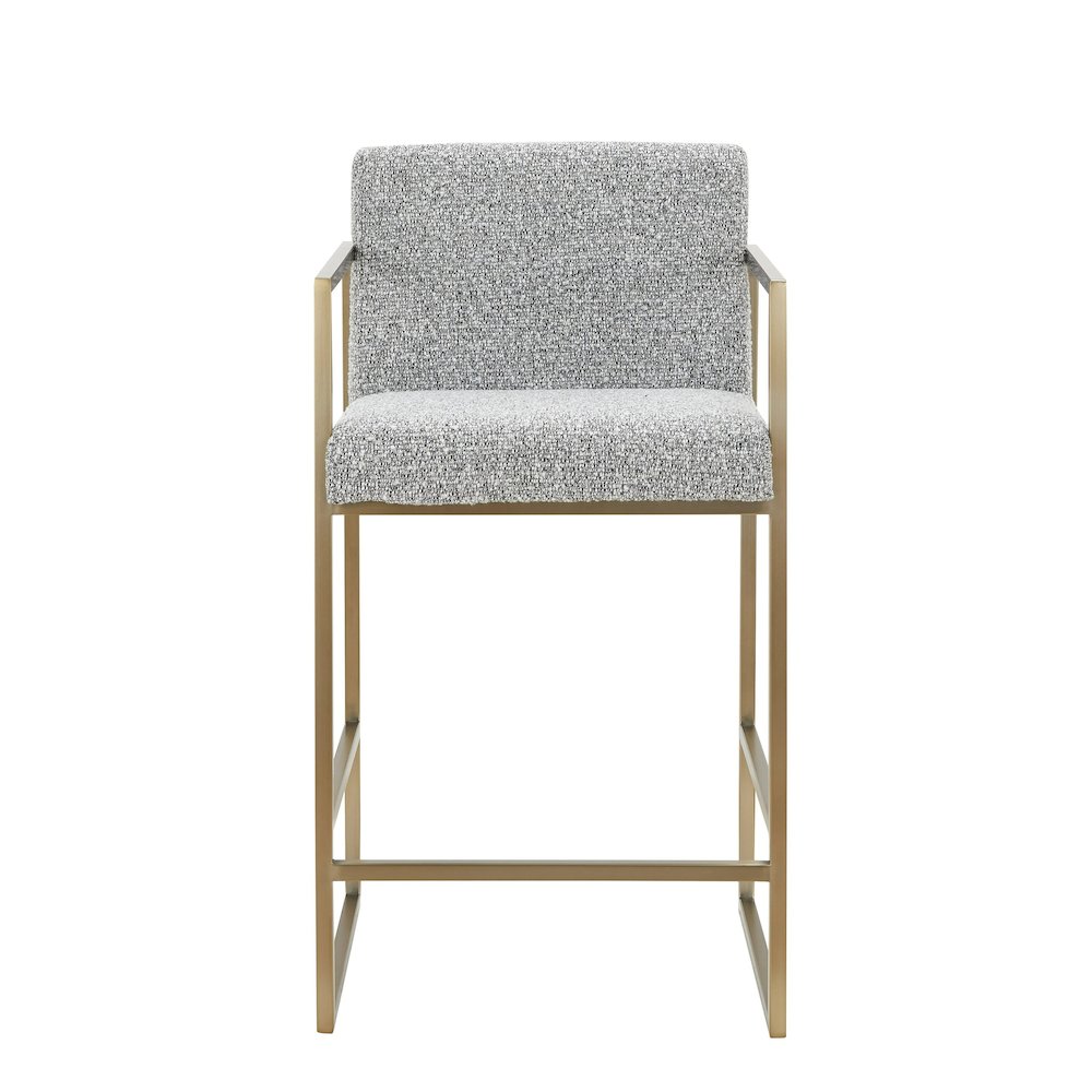Modrest Suzanne - Modern Grey Fabric + Antique Brass Counter Chair. Picture 2