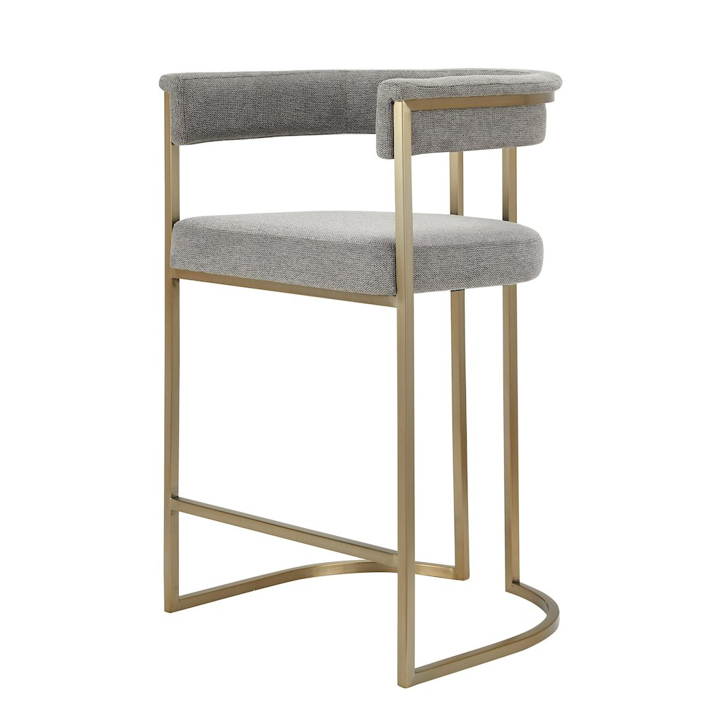Modrest Byron - Modern Grey Fabric + Antique Brass Counter Chair. Picture 1