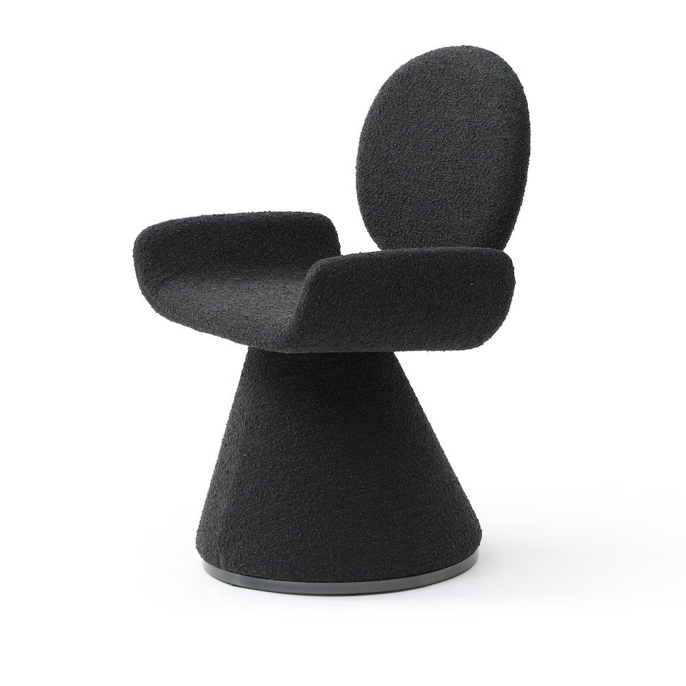 Modrest Neptune - Contemporary Black Fabric + Brushed Black Gun Dining Chair. Picture 1