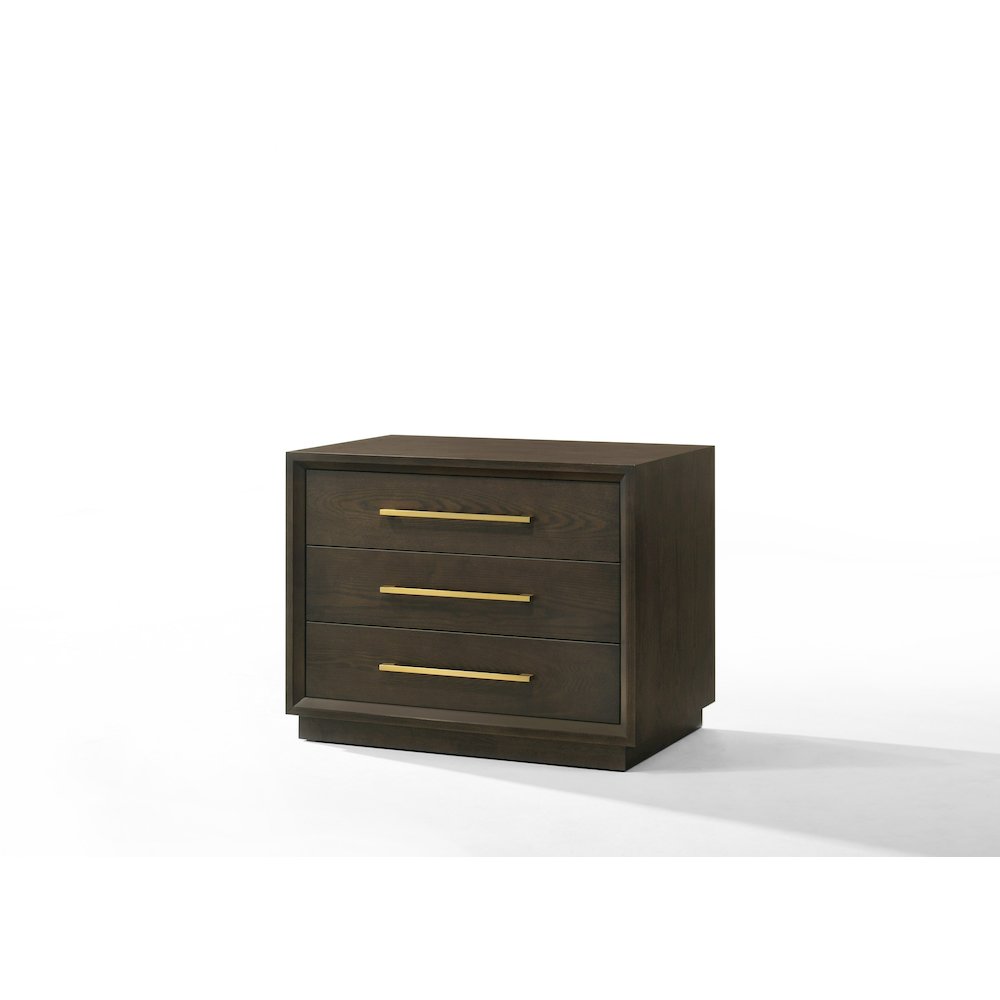 Modrest Manhattan - Contemporary Brown Oak and Gold Nightstand. Picture 2