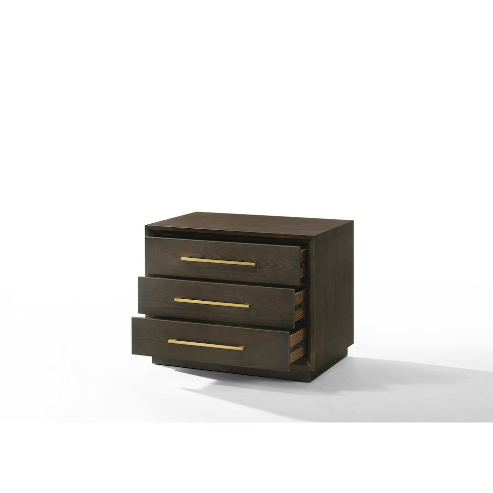 Modrest Manhattan - Contemporary Brown Oak and Gold Nightstand. Picture 3