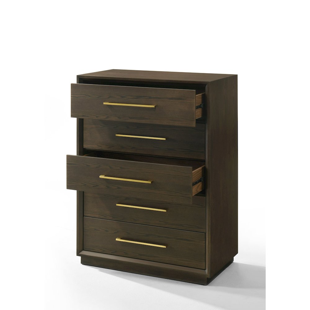 Modrest Manhattan - Contemporary Brown Oak and Gold Chest. Picture 3