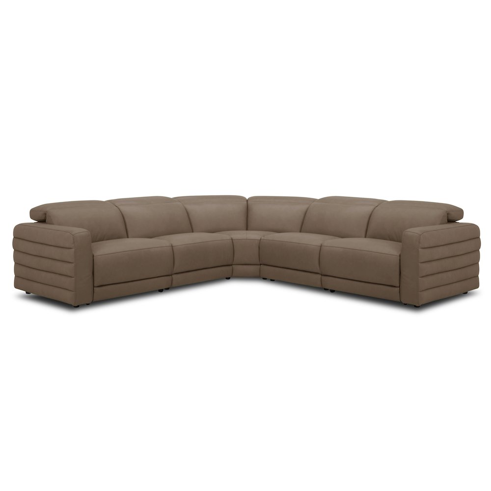 Divani Casa Bianca - Modern Brown Leather Sectional Sofa 3 Recliners. Picture 1