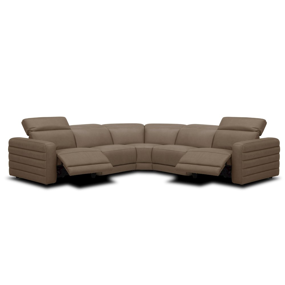 Divani Casa Bianca - Modern Brown Leather Sectional Sofa 3 Recliners. Picture 2