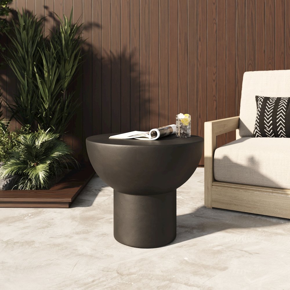 Modrest Fate - Modern Black Concrete End Table. Picture 3