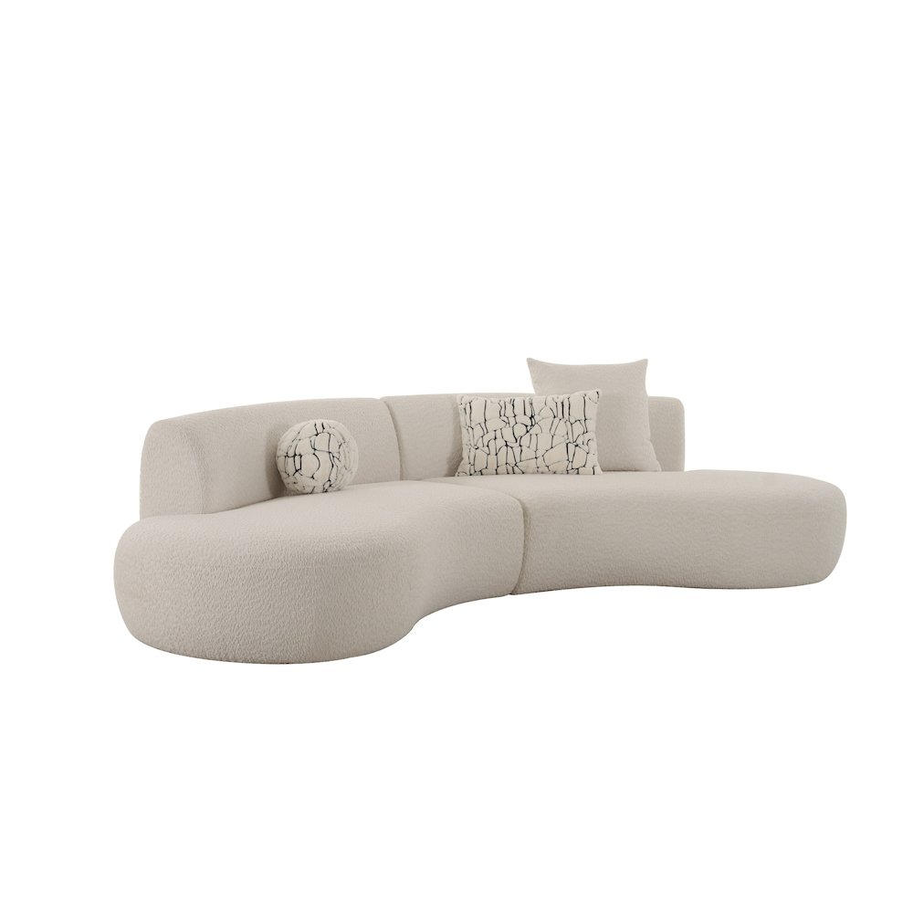 Divani Casa Weldon - Modern Off-White Fabric Curved Sectional. Picture 2