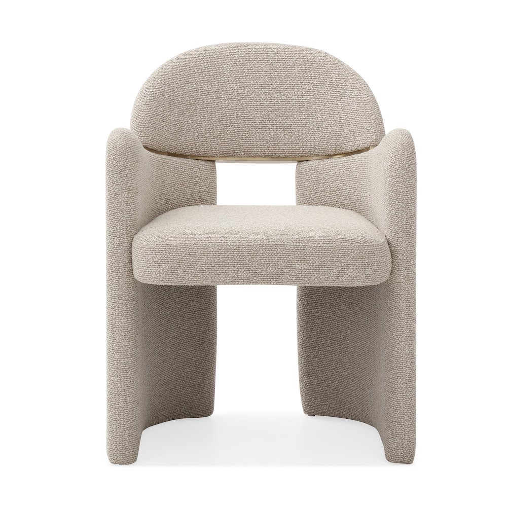 Ashley - Modern Beige Fabric + Brushed Brass Dining Chair. Picture 2