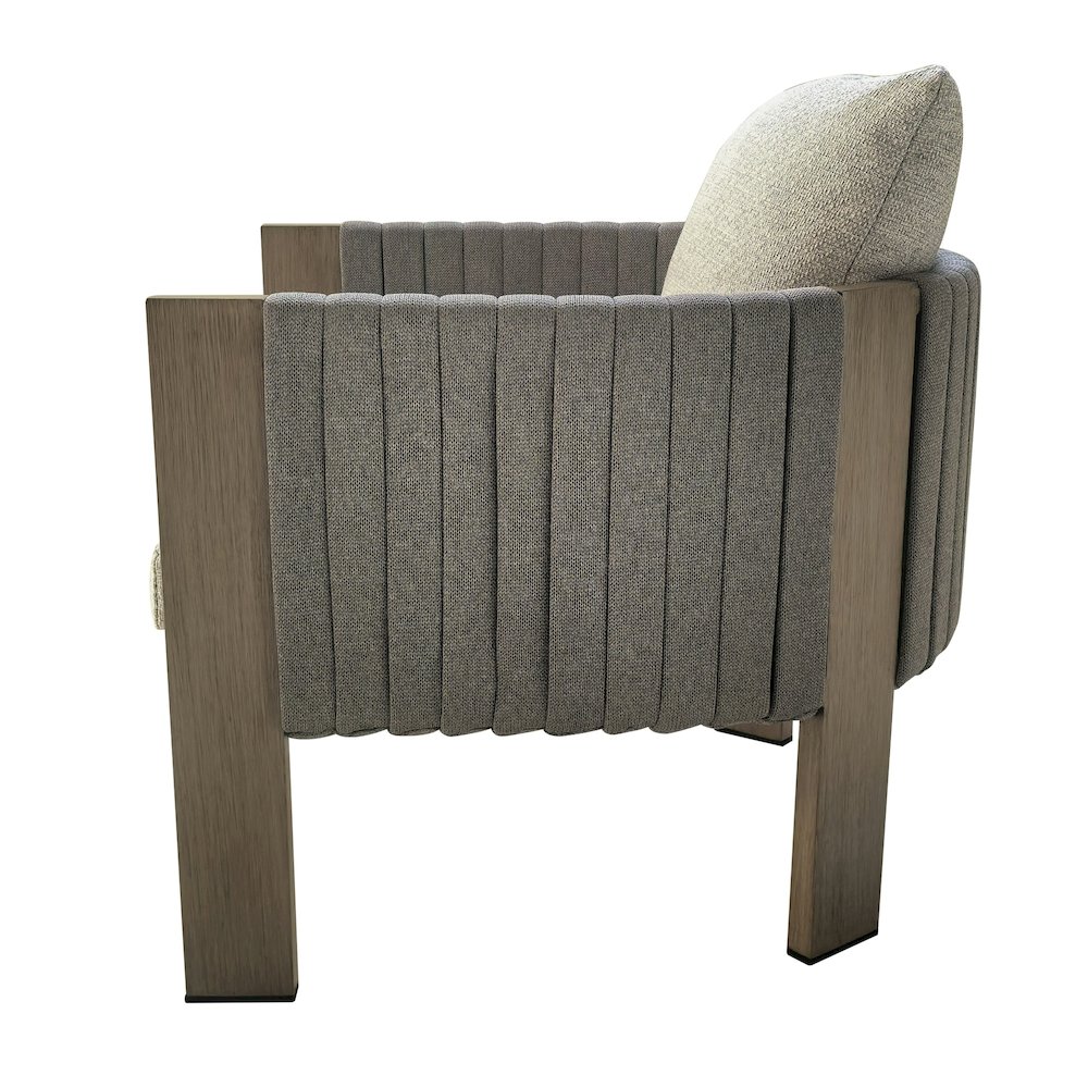 Renava Salvora - Outdoor Beige Fabric & Grey Rope Chair. Picture 3