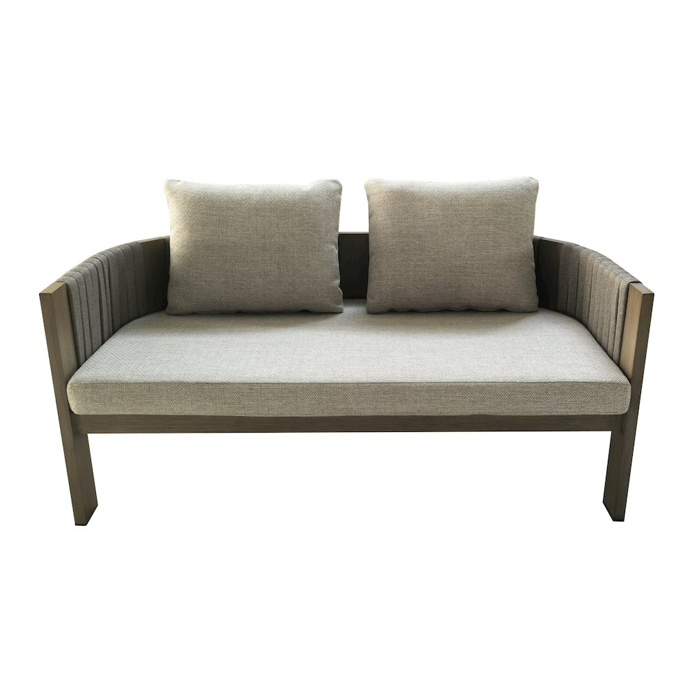 Renava Salvora - Outdoor Beige Fabric & Grey Rope Loveseat. Picture 1