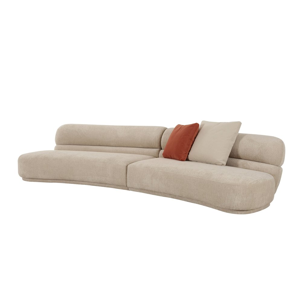 Divani Casa Knight - Modern Beige Fabric Curved Sectional. Picture 2