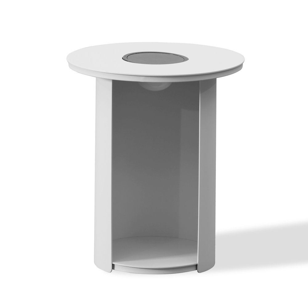 Renava Onza - Outdoor White End Table w/ Solar Light. Picture 1