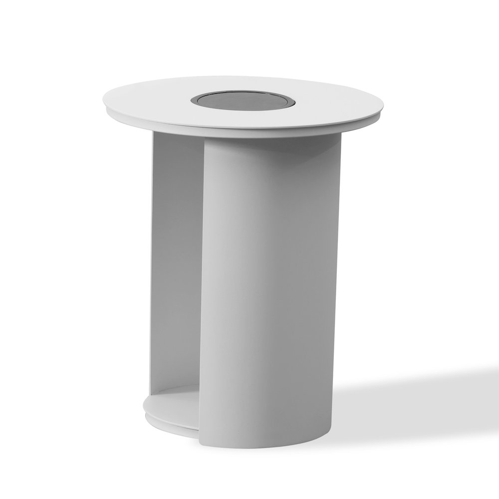 Renava Onza - Outdoor White End Table w/ Solar Light. Picture 2