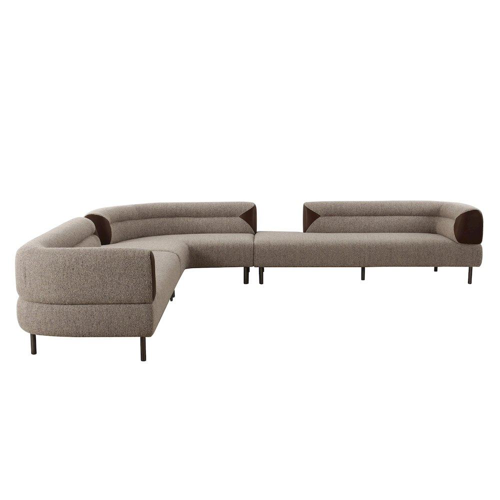 Divani Casa Plume - Modern Brown Fabric Sectional Sofa. Picture 2