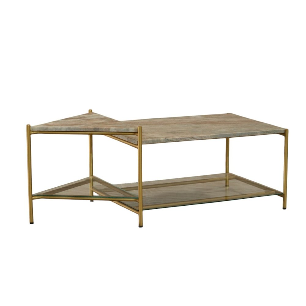 Modrest Mosk - Modern Marble + Glass + Brass Coffee Table. Picture 1
