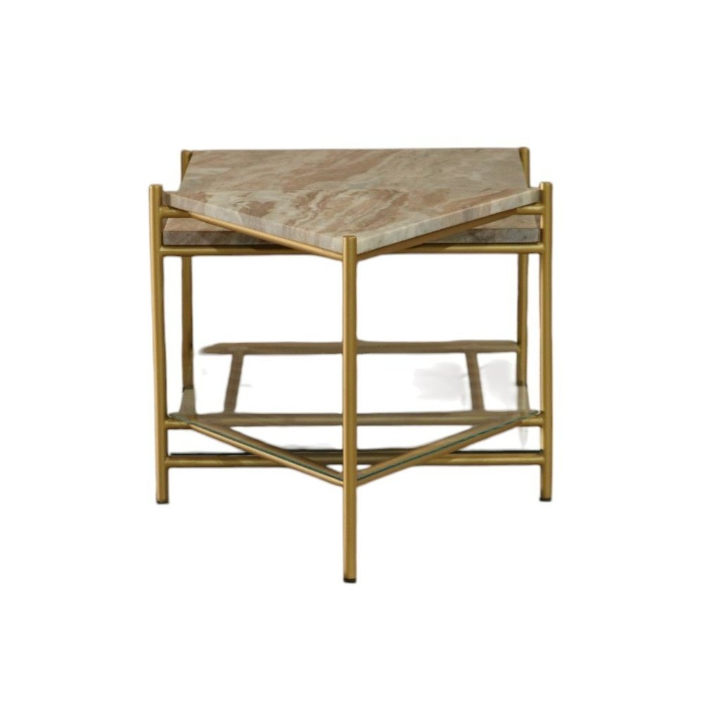 Modrest Mosk - Modern Marble + Glass + Brass Coffee Table. Picture 3