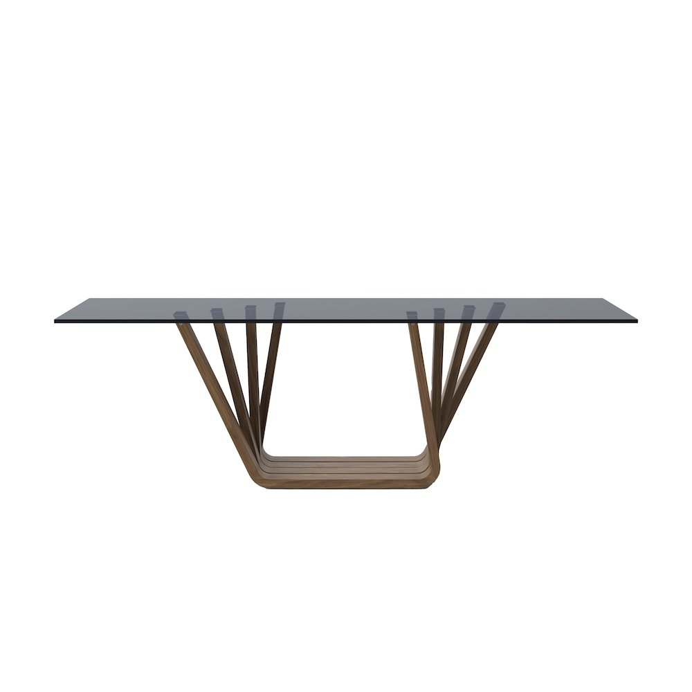 Modrest Solvang - Contemporary - Grey Glass + Walnut Rectangular Dining Table. Picture 1