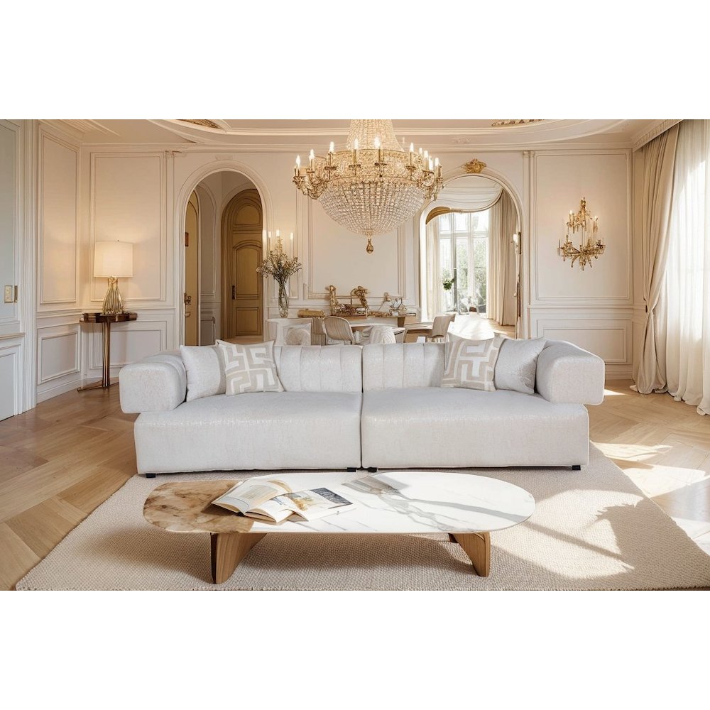 Divani Casa Moreno - Modern Beige Fabric 4-Seater Sofa. Picture 2