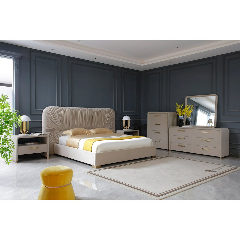 Modrest Florence - Modern Beige Shagreen + Gold Dresser. Picture 8