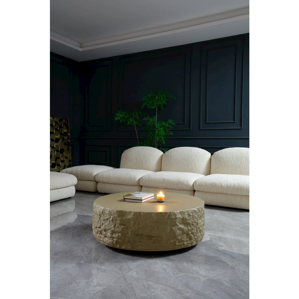 Modrest Quarry - Modern Beige Round Coffee Table. Picture 3