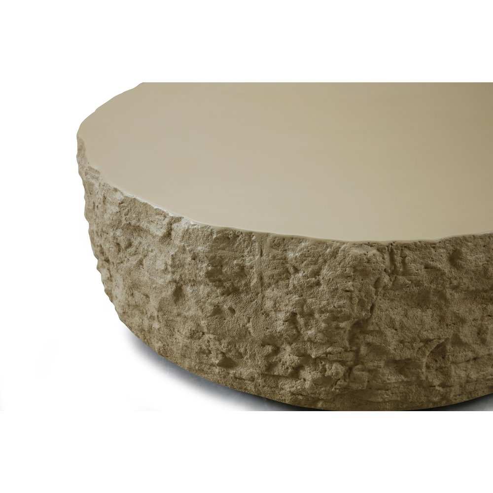 Modrest Quarry - Modern Beige Round Coffee Table. Picture 2