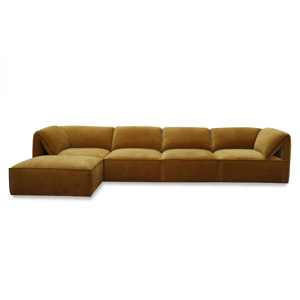Divani Casa Gene - Modern Ochre Fabric Modular Ottoman. Picture 2