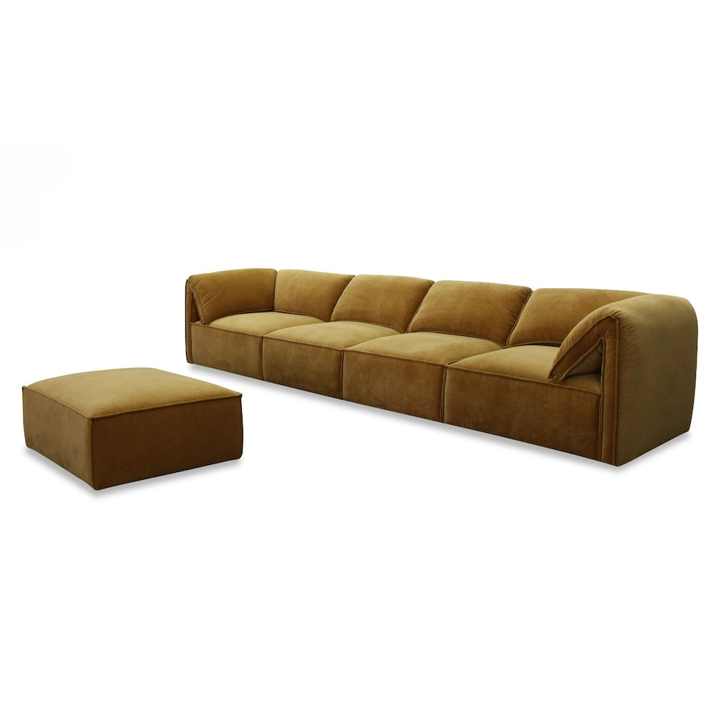 Divani Casa Gene - Modern Ochre Fabric Modular Ottoman. Picture 3