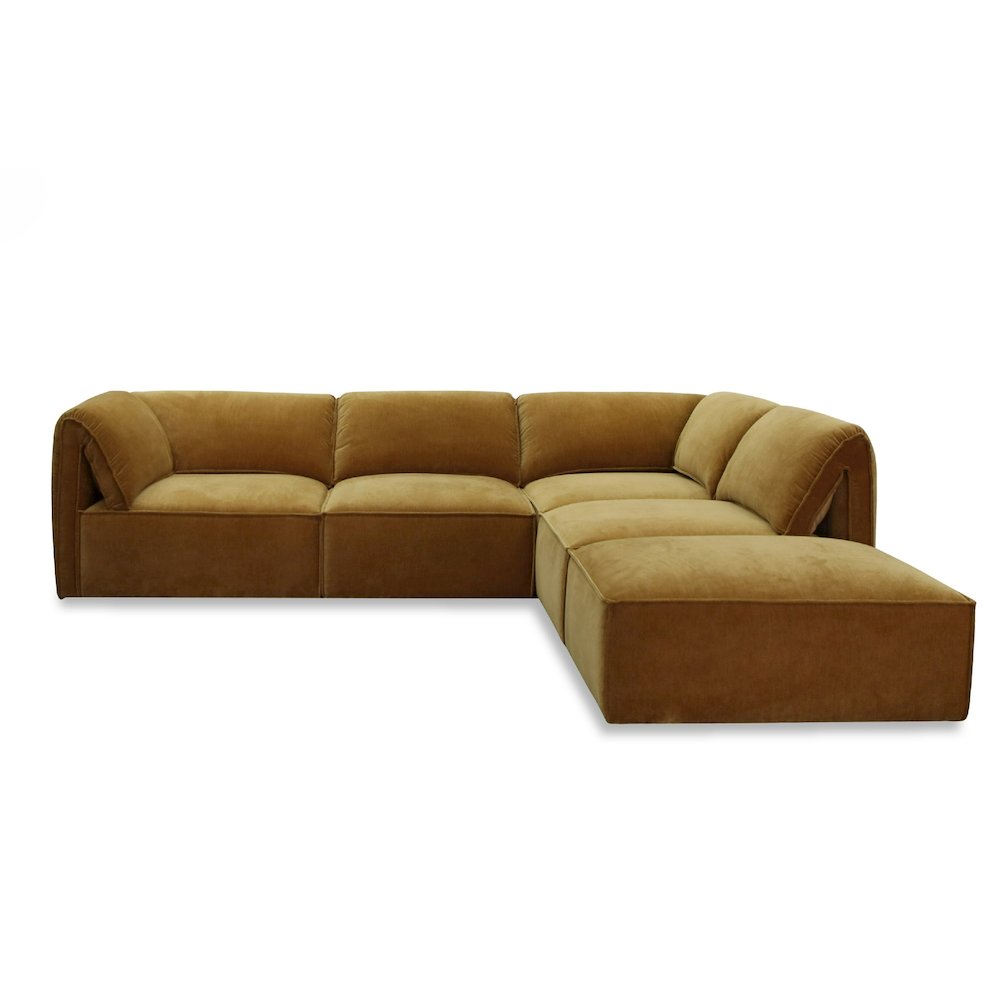 Divani Casa Gene - Modern Ochre Fabric Modular Ottoman. Picture 4