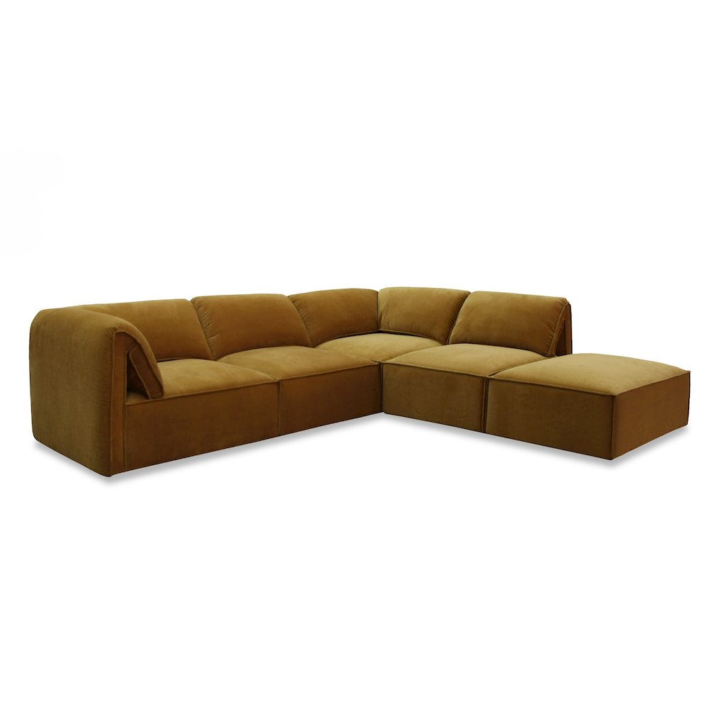 Divani Casa Gene - Modern Ochre Fabric 5-Piece Modular Sectional Sofa. Picture 4