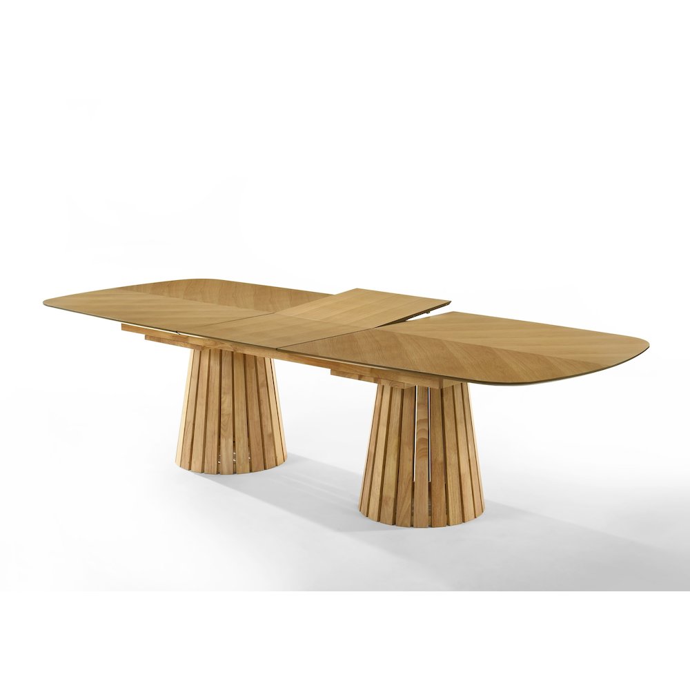Truman - Mid-Century Modern Natural Oak Extendable Dining Table. Picture 2