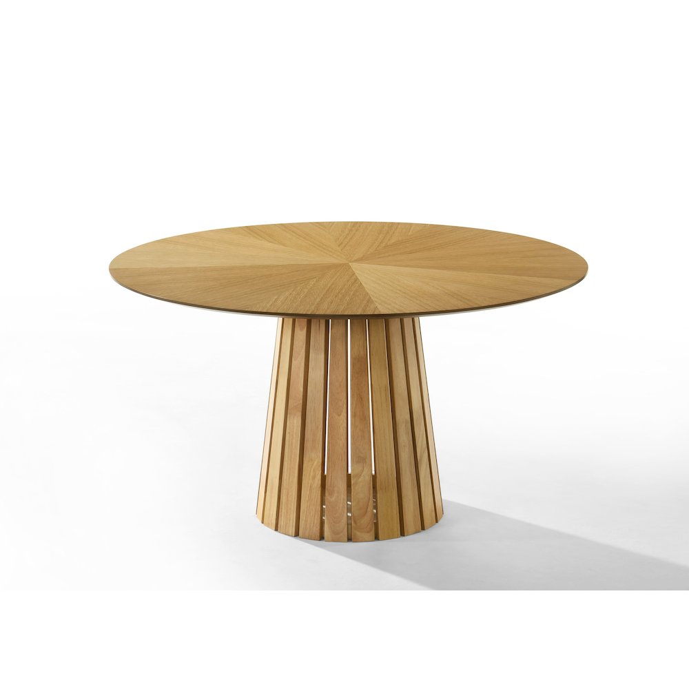 Weiss - Mid-Century Modern Natural Oak Round Dining Table. Picture 1
