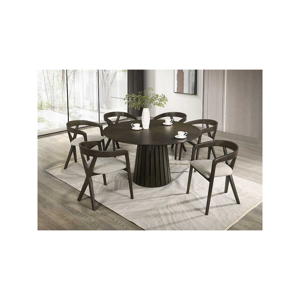 Weiss - Mid-Century Modern Wenge Round Dining Table. Picture 2