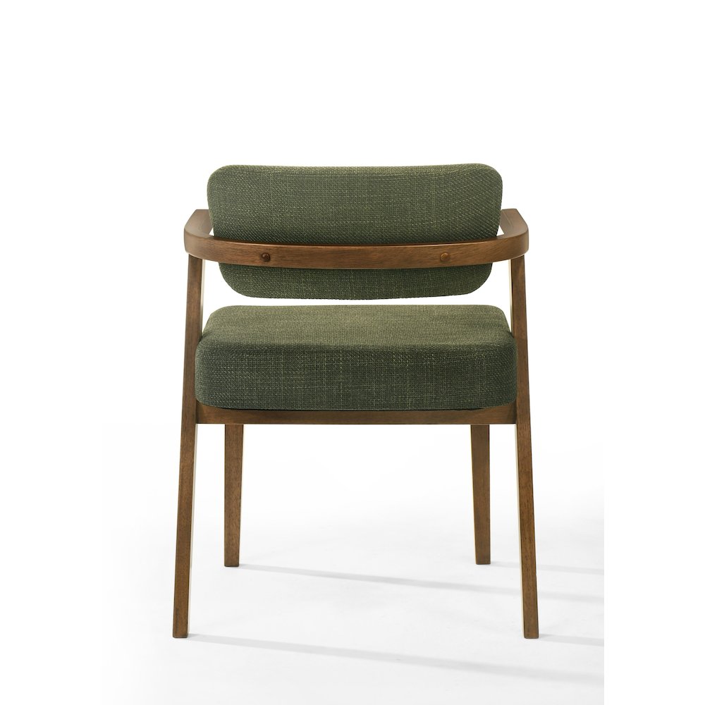 Sacks - Mid-Century Modern Green Fabric Herringbone Walnut Dining Set. Picture 7